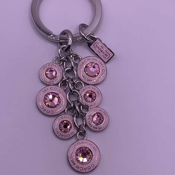 Coach Pink Diamond Pendant CZ keychain NEW - Picture 3 of 4